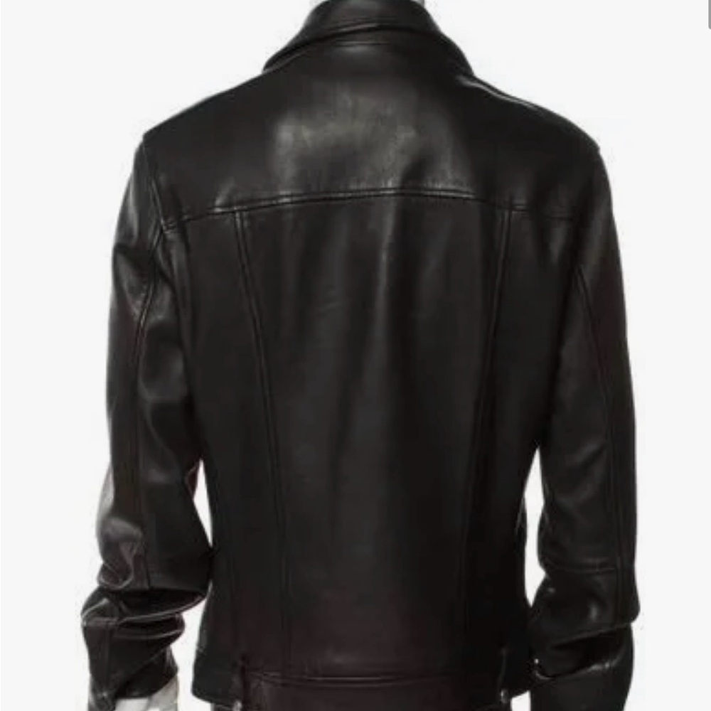 AllSaints Renzo Lamb Leather Biker Jacket Men’s Large Color Black. - Picture 5 of 11